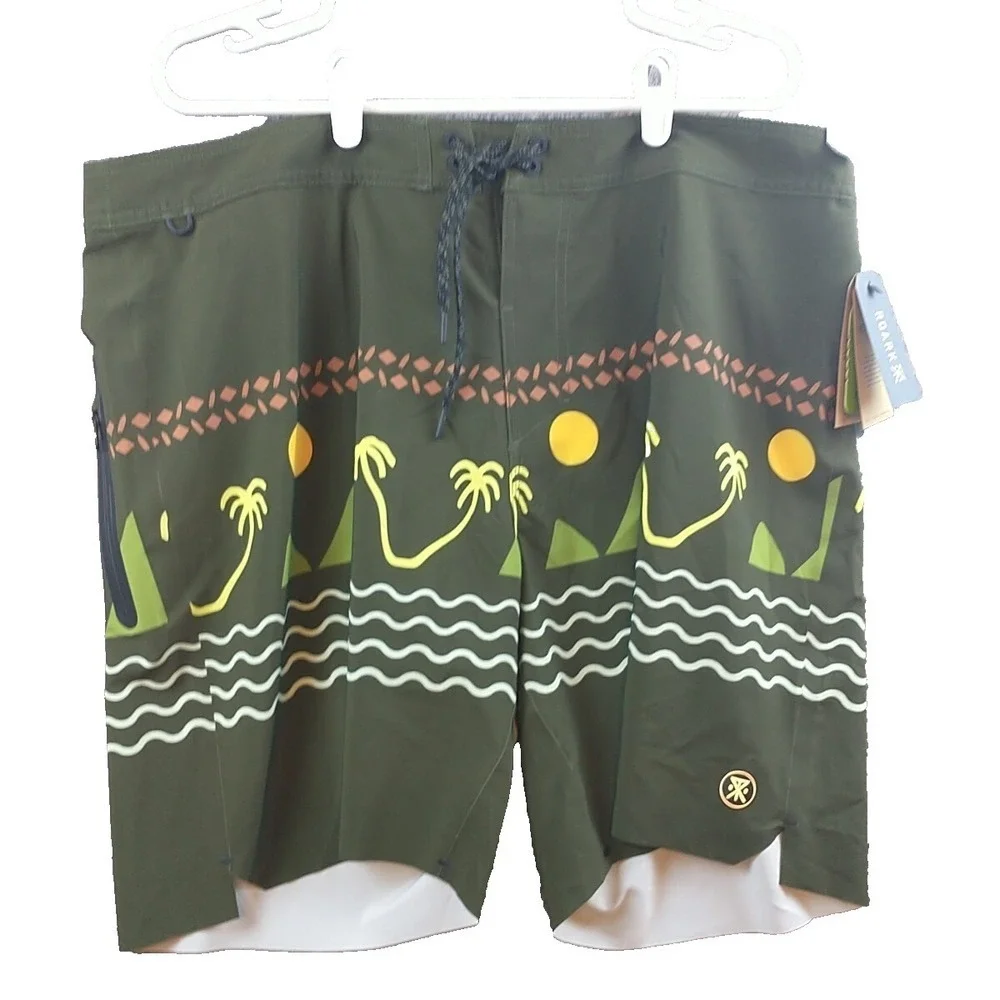Roark Passage Primo 18 Island Time Boardshorts Dark Military Green Mens 40 RB429